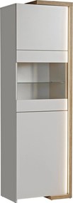 Vitrina DASAR, grej/stejar, PAL laminat/sticla, 64x40x203 cm