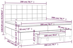 Pat box spring cu saltea, crem, 200x200 cm, textil Crem, 200 x 200 cm, Cu blocuri patrate