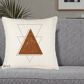 Perna Decorativa Geometric Triunghiuri Sacred, 40x40 cm, Crem Reliefat, Husa Detasabila, Perna Inclusa, BEKZ®
