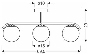 Plafonieră albă/aurie cu abajur din sticlă 15x69 cm Amadeo – Candellux Lighting
