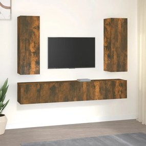 3120209 vidaXL Set dulapuri TV, 5 piese, stejar fumuriu, lemn prelucrat