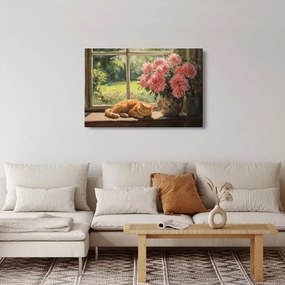 Tablou - Pisică la fereastră (90x60 cm)