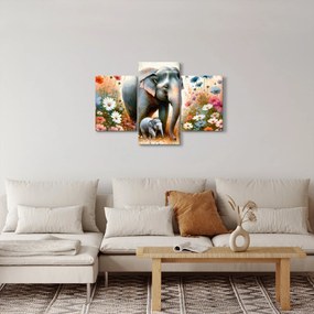 Tablou - Mama elefant, acuarelă (90x60 cm)