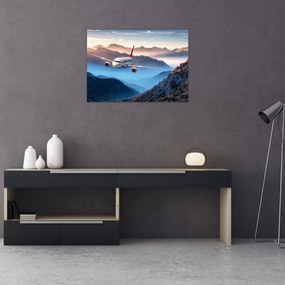 Tablou - Avion peste crestele montane (70x50 cm)