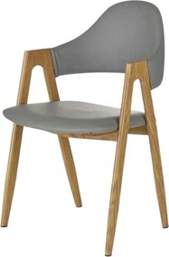 Scaun K247, gri/stejar miere, piele ecologica/metal, 51x51x80 cm