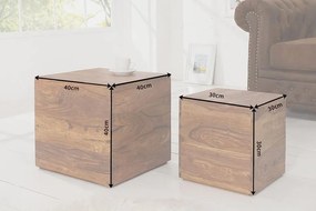 Set de 2 masute/ tabureti din lemn de trandafir Sheesham, Makassar A-37290 VC