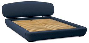 Pat matrimonial albastru închis tapițat cu somieră 180x200 cm Odette – Scandic