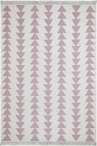 Covor 22994A, 60x100 cm, forma dreptunghiulara, bumbac, alb/roz
