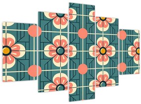 Tablou - Model retro cu flori (150x105 cm)