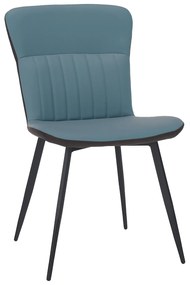 Scaun de luat masa, piele ecologică, albastru / maro, KLARISA