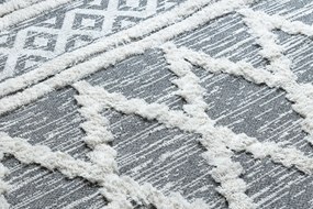 Covor ECO SISAL BOHO MOROC Caro 22297 franjuri - două niveluri de lână gri / cremă, covor reciclat