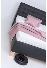 Pat tapițat VIOLET 160 x 200 cm cu saltea și spațiu de depozitare, antracit