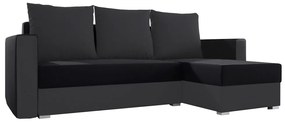 Coltar extensibil Marea gri-negru, 236x88/144x80/87 cm