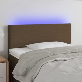 vidaXL Tăblie de pat cu LED, maro închis, 80x5x78/88 cm, textil