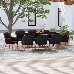 vidaXL Set mobilier de grădină cu perne, 9 piese, negru