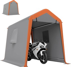 Outsunny Cort Garaj Portabil 2,4x1,8 m pentru Mașină, Impermeabil, cu Ușă Rulou cu Fermoar, Ferestre, UPF30+, Gri deschis | Aosom Romania