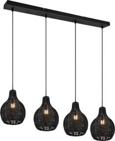 Reality - Lustră pe cablu SPROUT 4xE14/30W/230V negru/ratan