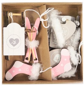 Set decoratiuni suspendate de Craciun NORDIC MOMENTS 6 buc roz