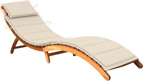 vidaXL Șezlong de grădină cu pernă, lemn masiv de acacia