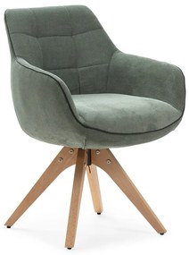 Set de scaune de sufragerie verde cu cotiere 2 buc. tapițat Donatelo – Marckeric