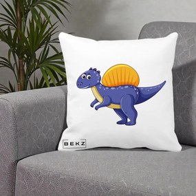 Perna Decorativa Spinozaur Kawaii, 40x40 cm, Alba Mata, Husa Detasabila, Perna Inclusa, BEKZ®