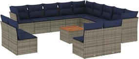 vidaXL Set mobilier de grădină cu perne, 14 piese, gri, poliratan