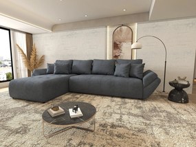 Colțar extensibil dumonde cu ladă de depozitare si sezut confortabil din spuma high-density, Berlin XL Enjoy Antracit 350x185 cm