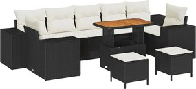 vidaXL Set de canapele pentru grădină 10 pcs Negru poliratan