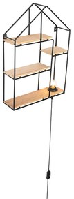 Aplica industriala neagra cu lemn 49 cm - Hiso