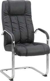 Scaun vizitator negru OFF 8115 din piele sintetică și cadru cromat tip sanie