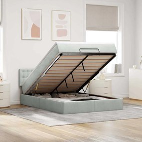 vidaXL Cadru de pat otoman cu saltea Gri deschis 140x200cm catifea