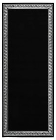 Covor traversa, negru cu motiv, 100x300 cm, BCF Negru, 100 x 300 cm