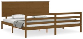 3195244 vidaXL Cadru pat cu tăblie, maro miere, 200x200 cm, lemn masiv