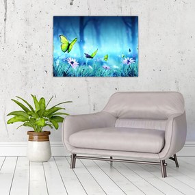 Tablou pe sticlă - Poiană mistică de pădure (70x50 cm)