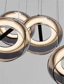 Lustra cu 5 pendule LED, Metal, Negru, Sticla, JAILYN