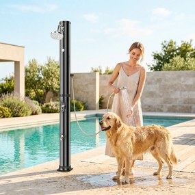 Outsunny Duș solar 40 L Duș de grădină cu duș de mână, cap de duș, robinet, temperatură reglabilă | Aosom Romania