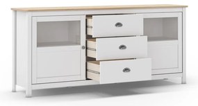 Comodă albă joasă din lemn de pin 180x80 cm Misti – Marckeric