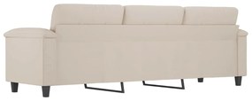 Canapea cu 3 locuri, crem, 210 cm, tesatura microfibra Crem, 240 x 77 x 80 cm