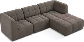 Colțar maro cu tapițerie din țesătură bouclé (cu colț pe partea dreaptă/cu șezlong) Aloha – Makamii