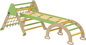 AIYAPLAY Set de Joacă pentru Copii 5 în 1 cu Triunghi, Perete Neted și Arc, din Lemn de Plop și Pin, 191.5x74.5x63 cm | Aosom Romania