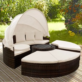 Deuba Pat de gradina ratan LAZY - maro 186 cm