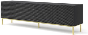 Masă TV C 4D 200 Rowanna (Negru lucios + Auriu). 1125032