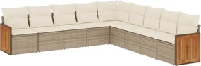 vidaXL Set canapele de grădină, 9 piese, cu perne, bej, poliratan