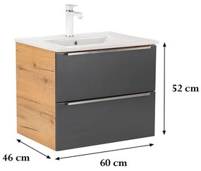 Dulap inferior Vario Trim 60 cu lavoar stejar-antracit