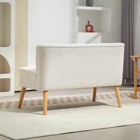HOMCOM Canapea cu două locuri, umplutură moale, husă ușor de întreținut, până la 150 kg, 117 x 56,5 x 77 cm, Alb crem | Aosom Romania