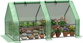 Outsunny Mini Seră Portabilă cu Uși Mari cu Fermoar și Acoperiș din PE pentru Protecție Împotriva Apei/UV, 180x90x90 cm, Verde | Aosom Romania