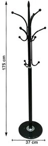 Cuier din metal Belvin 175 cm, negru