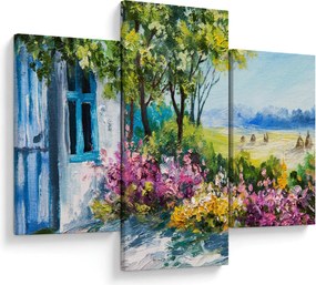 Tablou - Grădina din fața casei, pictură în ulei (90x60 cm)