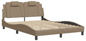 3208086 vidaXL Cadru de pat cu tăblie, cappuccino, 120x200 cm, piele ecologică