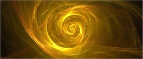 Tabloul cu spirala abstractă în galben (120x50 cm)